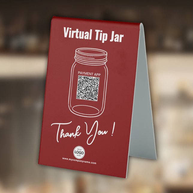 Virtual Tipp Jar, Custom QR Code, Logo, Rot Tischaufsteller (Von Creator hochgeladen)