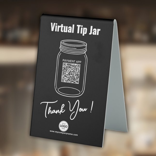 Virtual Tipp Jar, Custom QR Code, Logo, Schwarz Tischaufsteller (Von Creator hochgeladen)