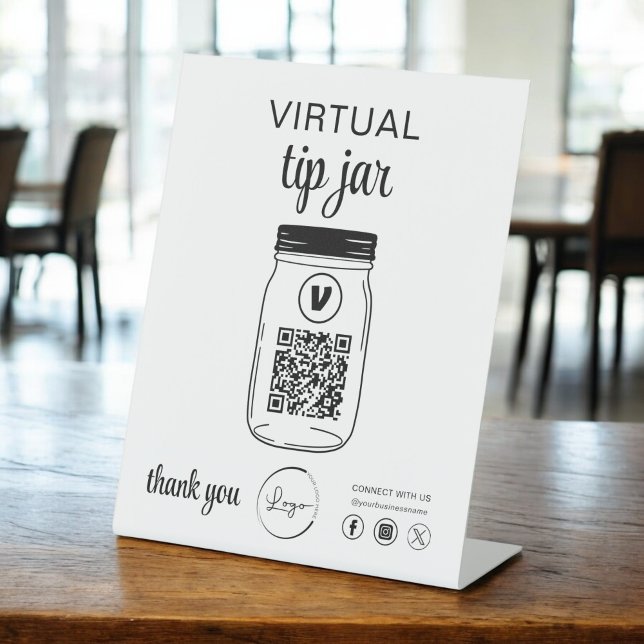 Virtual Tipp Jar QR-Logo Weiß Sockelschild (Von Creator hochgeladen)