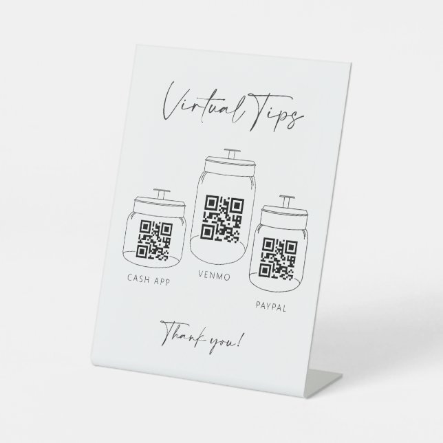 Virtual Tipp Jar Scan QR Code Cash App Zahlung Sockelschild (Vorderseite)