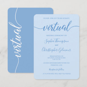 VIRTUAL Wedding Dusty Blue Chic Custom Einladung