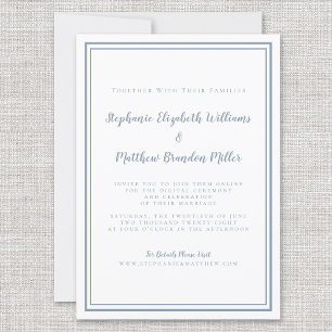 Virtual Wedding Dusty Blue Minimalistisch online Einladung