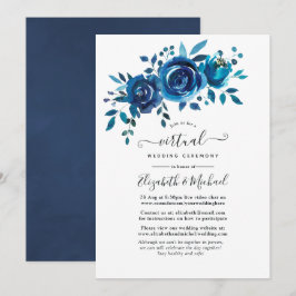 Virtual Wedding in Navy und White Watercolor Einladung