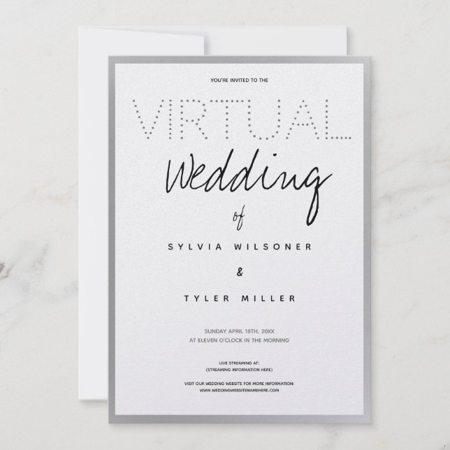 Virtual Wedding White Silver Black Typografy (Vorderseite)