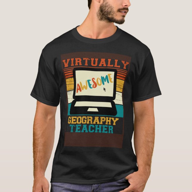 Virtually Awesome Geography Teacher  Retro Men & W T-Shirt (Vorderseite)