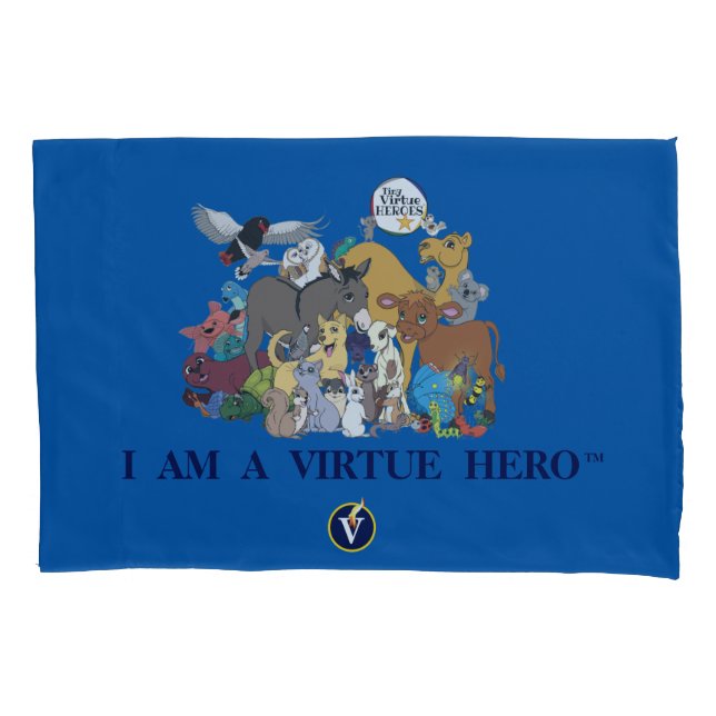 VIRTUE HEROES Characters Pillow Case - Blau Kissenbezug (Vorderseite)