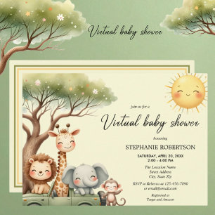 Virtuelle Babyparty Safari-Tiere geschlechtsneutra Einladung