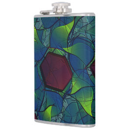 Virtuelle Blüte mit dunkelrotem Hexagon mit blauer Flachmann