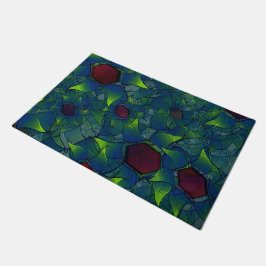 Virtuelle Blüte mit dunkelrotem Hexagon mit blauer Fußmatte