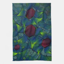 Virtuelle Blüte mit dunkelrotem Hexagon mit blauer