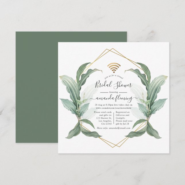 Virtuelle Dusche für geometrische Grünflächen - Ei Einladung (Vorne/Hinten)