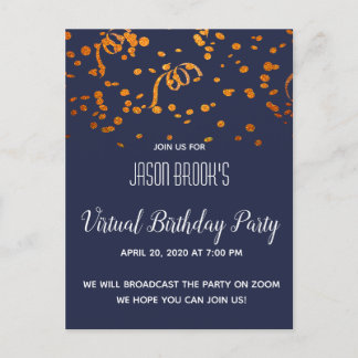 Virtuelle Geburtstagsfeier Einladungspostkarte