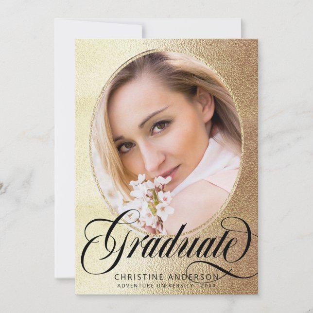 Virtuelle Graduierungspartei für das Gold Foil Scr Einladung (Vorderseite)