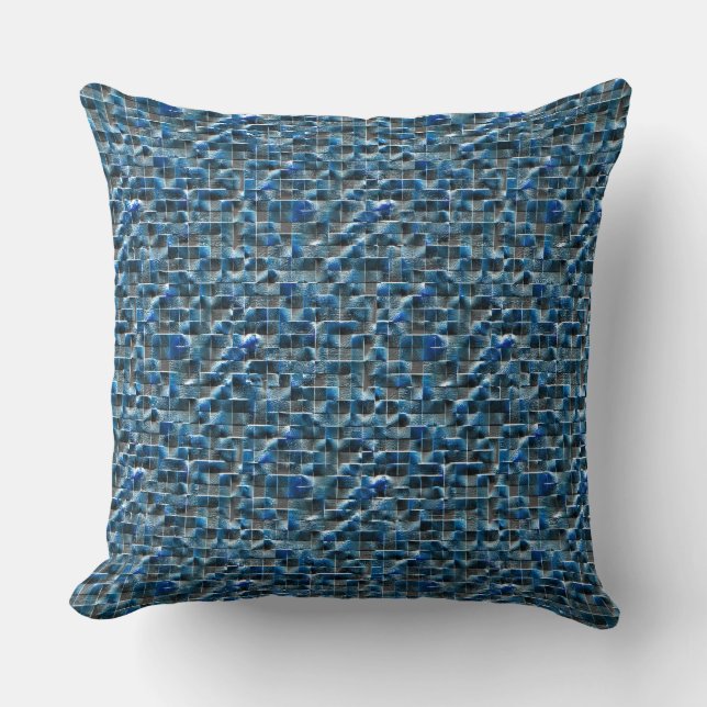 Virtuelle, graublaue, rustikale Keramik mit Mängel Kissen (Vorderseite)