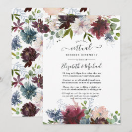 Virtuelle Hochzeit in Burgund, Navy und Blush Einladung