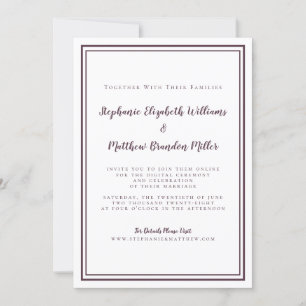 Virtuelle Hochzeit Lila und Minimalistisch online Einladung