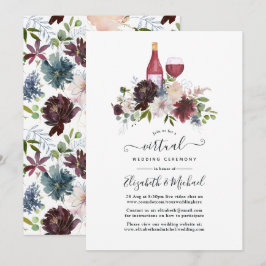 Virtuelle Hochzeit mit dem Thema Burgund und Rose  Einladung