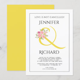 Virtuelle Hochzeit von Gelben Ampersand und Rosen Einladung