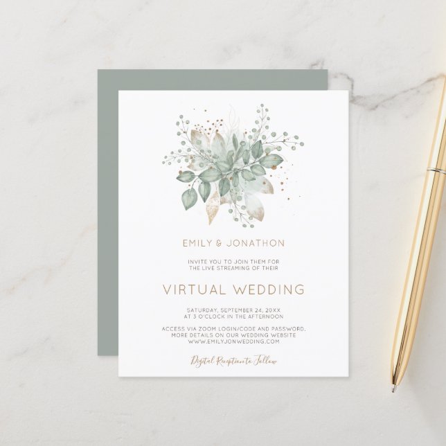 Virtuelle Hochzeitseinladung für das Budget Foliag (Vorderseite/Rückseite Beispiel)