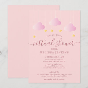 Virtuelle Online-Babyshower per Post in Rosa Einladung