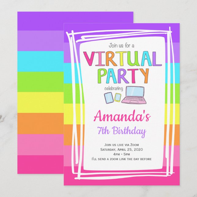 Virtuelle Party Einladung, Quarantäne zum Geburtst Einladung (Vorne/Hinten)