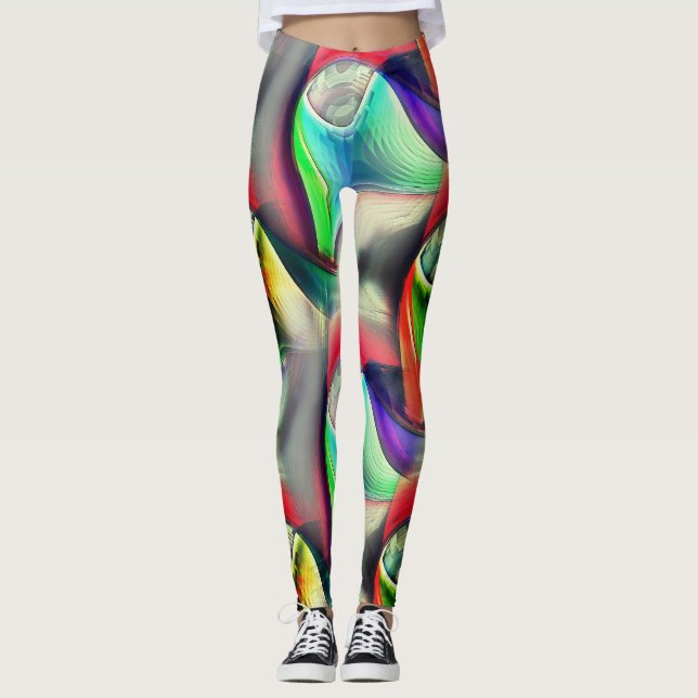 Virtuelle psychedelisch-metallische Rüstung recyce Leggings (Vorderseite)