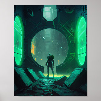 Virtuelle Realität im Cyberpunk Poster