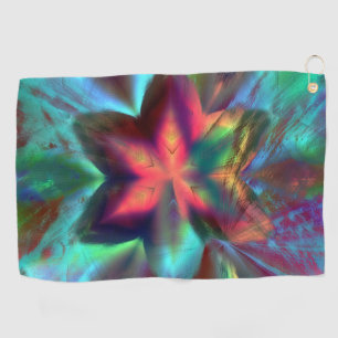 Virtueller Schmutz über Blume Kaleidoskop-Feuerora Golfhandtuch