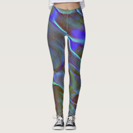 Virtueller Stein in satinfarbenem Blau und Grün Leggings