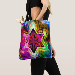 Virtueller Stern mit Rändern in bunten Neontönen Tasche