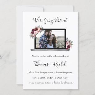 virtuelles Hochzeitklappenfolien für Bordeaux-Blum Einladung