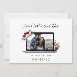 virtuelles Hochzeitklappenfolien für Bordeaux-Blum Save The Date