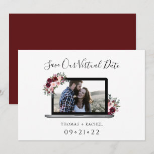 virtuelles Hochzeitklappenfolien für Bordeaux-Blum Save The Date