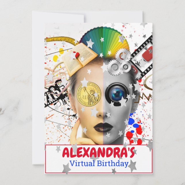 Virtuelles Online-Party-Video - Silberstars zum Ge Einladung (Rückseite)
