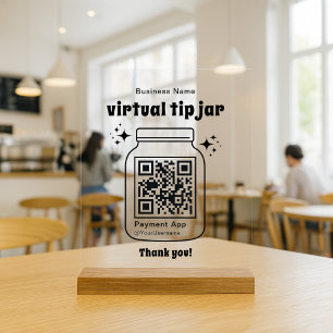 Virtuelles Trinkgeldglas mit QR-Code Acrylschild