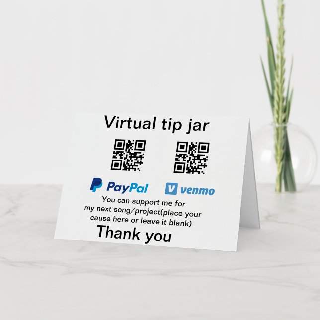 Virtuelles Trinkgeldglas QR-Code Geldspende PayPal (Vorderseite)