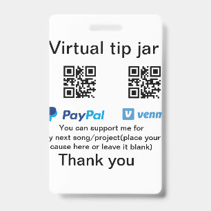 Virtuelles Trinkgeldglas QR-Code Geldspende PayPal Ausweis
