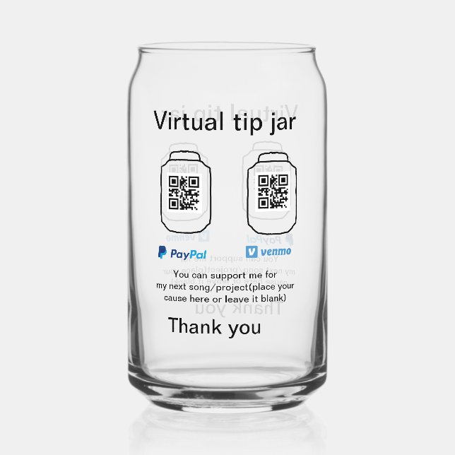 Virtuelles Trinkgeldglas QR-Code Geldspende PayPal Dosenglas (Vorderseite)