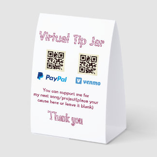 Virtuelles Trinkgeldglas QR-Code Geldspende PayPal Tischaufsteller