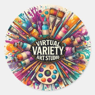 Virtuelles Vielfalt-Kunststudio – Kreativer Farbsp Runder Aufkleber
