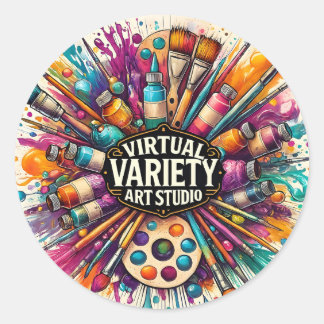 Virtuelles Vielfalt-Kunststudio – Kreativer Farbsp Runder Aufkleber