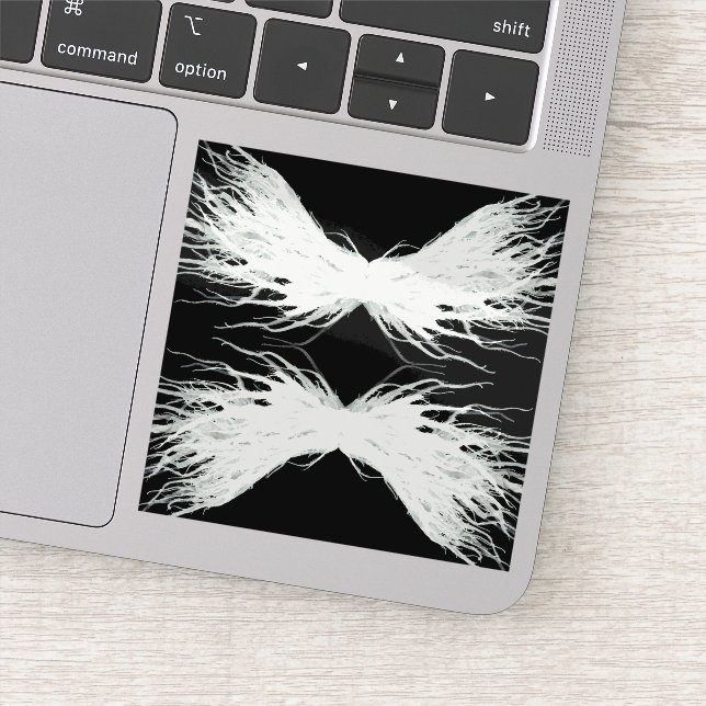 Virtues Abstract White Wings Alcohol Ink Art Aufkleber (Detail)