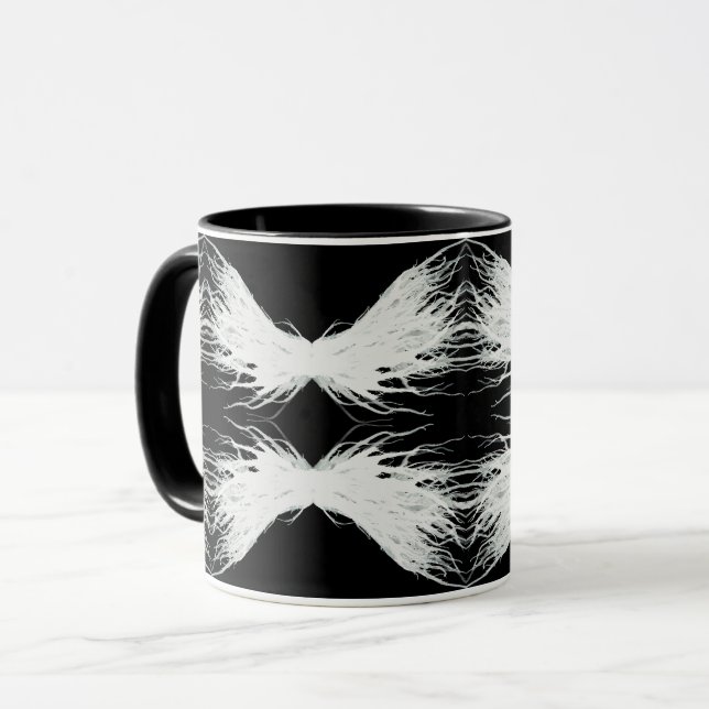 Virtues Abstract White Wings Alcohol Ink Art Tasse (Vorderseite Links)