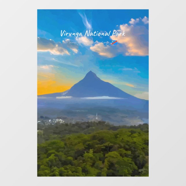 Virunga-Nationalpark, DR Kongo - Vulkan Fensteraufkleber (Blatt)