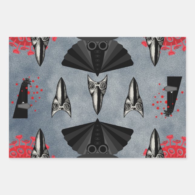Virus-geplagter Pestarzt Geschenkpapier Set (Vorderseite)