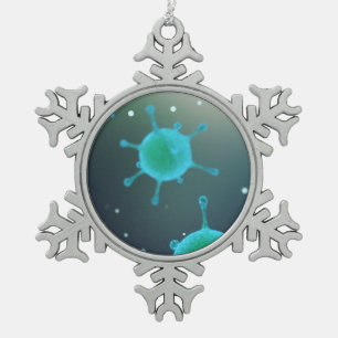 Virus vergrößert schneeflocken Zinn-Ornament
