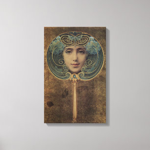 Visage dans l'art vintage de toile de Nouveau