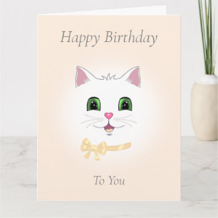 Visage de Chat Heureux sur Carte d'Anniversaire Be