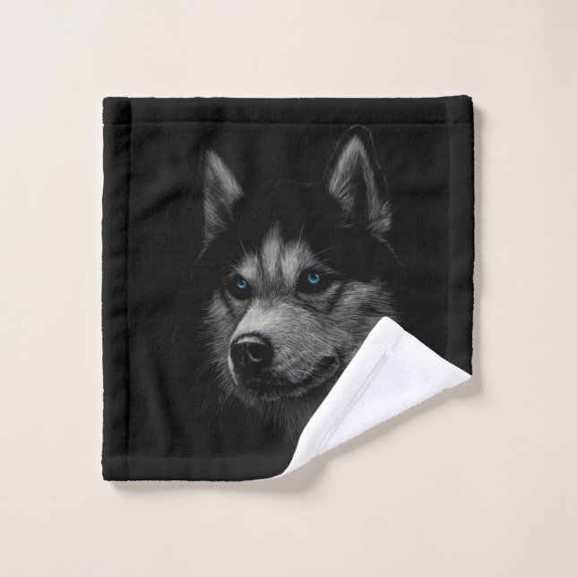 Visage de Husky Sibérien (Gant de toilette)