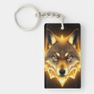 Visage de Loup Doré Émanant une Énergie Lumineuse